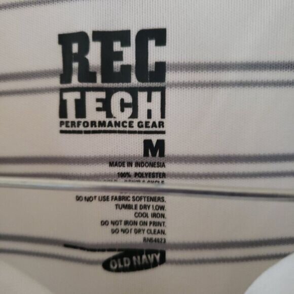 Old Navy REC Tech Performance Gear Men's White with Light Gray Stripes Polo - Picture 3 of 3
